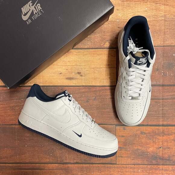 Nike Men's Air Force 1 '07 LV8 "White Navy" Casual Shoes - Picture 1 of 6